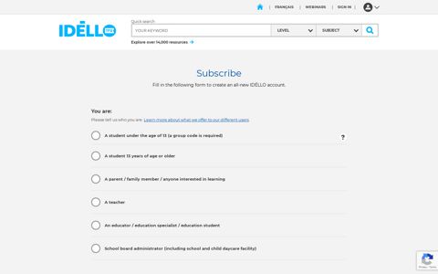 Sign up page | Idello - Idello