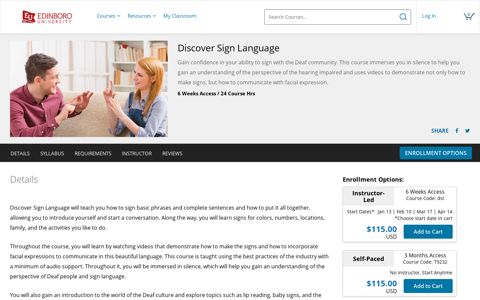 Discover Sign Language | Edinboro University - Ed2Go