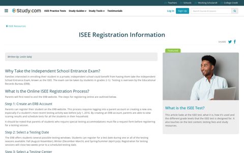 ISEE Registration Information - Study.com