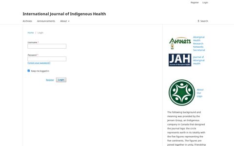 Login | International Journal of Indigenous Health