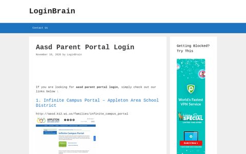 Aasd Parent Portal Infinite Campus Portal - Appleton Area ...