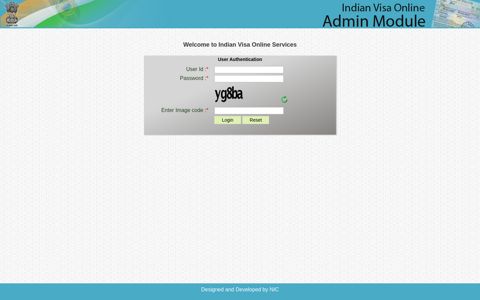 Visa Admin Login Page - India Visa Online