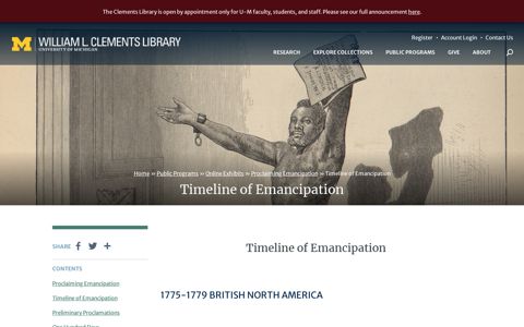 Timeline of Emancipation - UM Clements Library