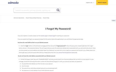 I Forgot My Password! – Edmodo Help Center