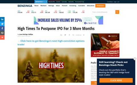 High Times To Postpone IPO For 3 More Months | Benzinga