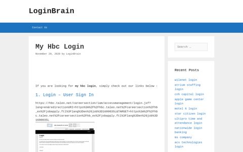My Hbc Login - User Sign In - LoginBrain