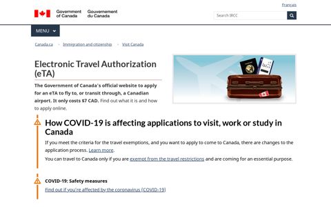 Electronic Travel Authorization (eTA) - Canada.ca
