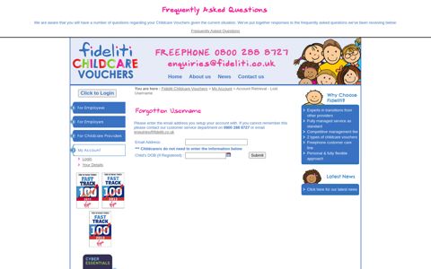 Fideliti Childcare Vouchers - Lost User Name
