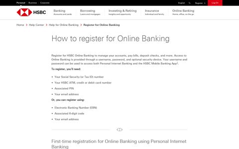 Register for Online Banking - HSBC Help - HSBC Bank USA