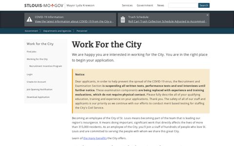 Work For the City - City of St. Louis, MO