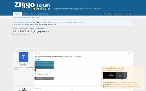 Cisco EPC3212 login gegevens? | Ziggo Gebruikersforum