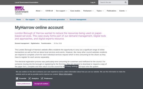 MyHarrow online account | Local Government Association