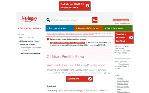 Childcare Provider Portal | Haringey Council