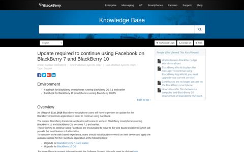 Update required to continue using Facebook on BlackBerry 7 ...