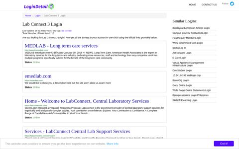 Lab Connect 3 Login MEDLAB - Long term care services - http ...