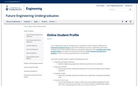 Online Student Profile - Future Engineering Undergraduates