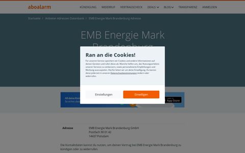 EMB Energie Mark Brandenburg Kündigungsadresse