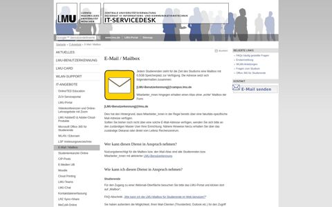 E-Mail / Mailbox - LMU IT-Servicedesk - LMU München