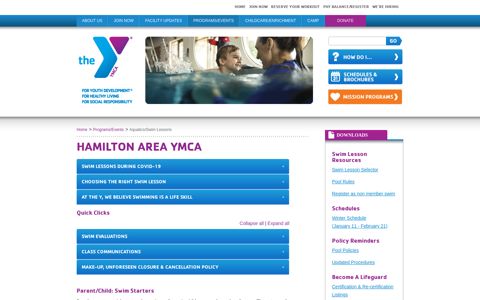 Aquatics/Swim Lessons - Hamilton Area YMCA