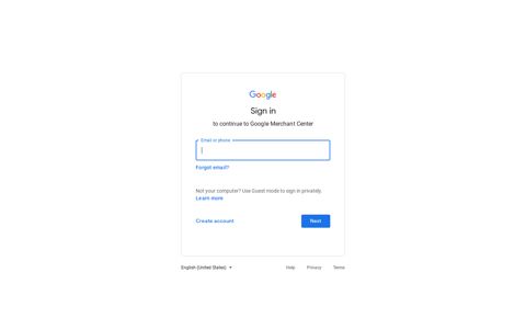 Google Merchant Center - Google Accounts