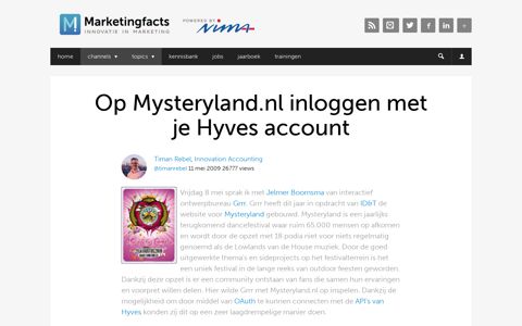 Op Mysteryland.nl inloggen met je Hyves account ...