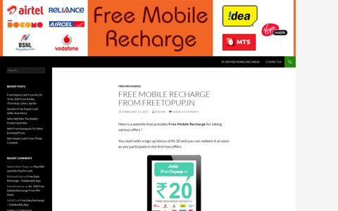 Free Mobile Recharge From FreeTopup.in - MyTalktime.in