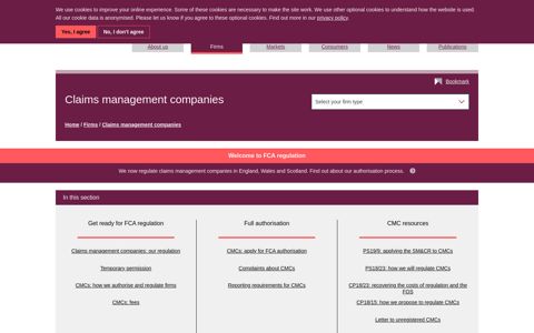 Claims management companies | FCA