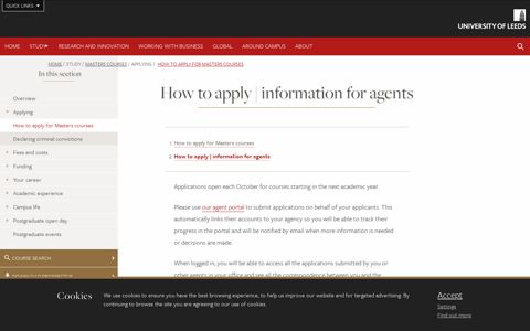 How to apply | information for agents - University of Leeds