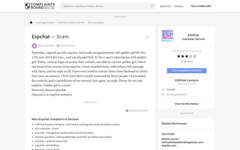 Espchat Review: Scam | Nov 2014 | ComplaintsBoard.com