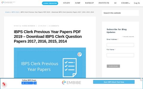 IBPS Clerk Previous Year Papers PDF 2019 - Download IBPS ...
