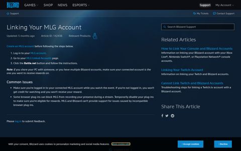 Linking Your MLG Account - Blizzard Support