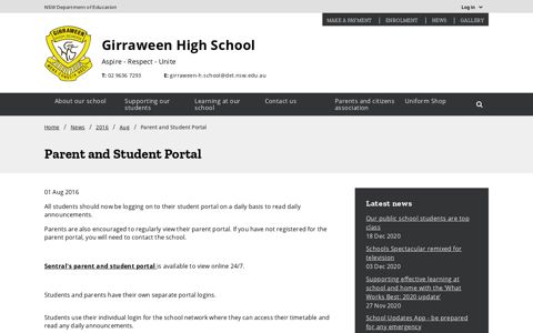 Parent and Student Portal - Girraween High School