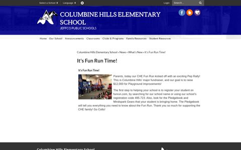It's Fun Run Time! - Columbine Hills Elementary School