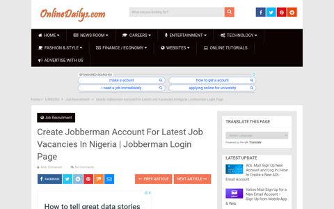 Create Jobberman Account For Latest Job Vacancies In Nigeria