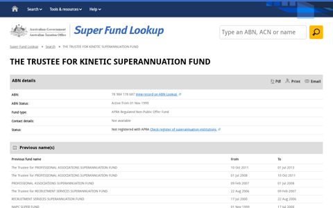 THE TRUSTEE FOR KINETIC SUPERANNUATION FUND ...