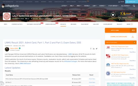 LNMU Result 2020: Admit Card, Part 1, Part 2 and Part 3 ...