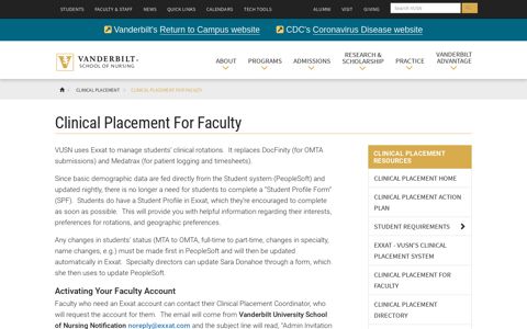 Clinical Placement For Faculty - Vanderbilt University School ...