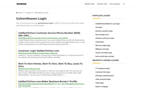 Getrenttoown Login ❤️ One Click Access