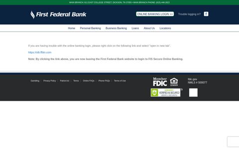 Online Banking Login - First Federal Bank
