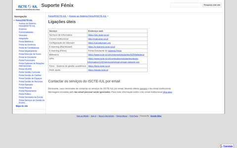 Ligações úteis - Suporte Fénix - Google Sites