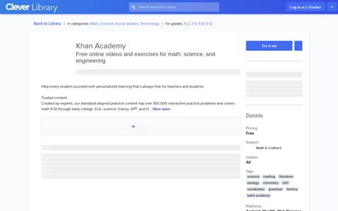 Khan Academy - Clever