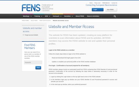 Website and Member Access - Fens