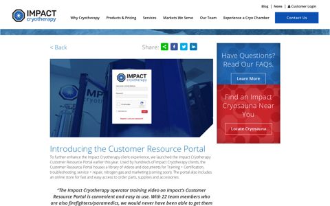 Introducing the Customer Resource Portal - Impact Cryotherapy