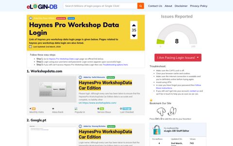 Haynes Pro Workshop Data Login
