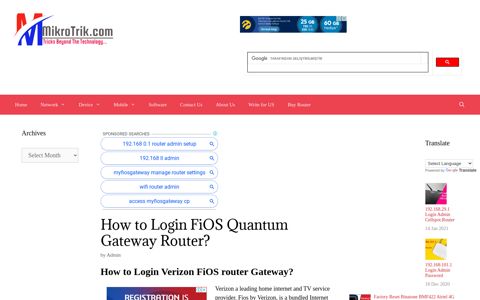 How to Login Verizon FiOS router Gateway? - MikroTik