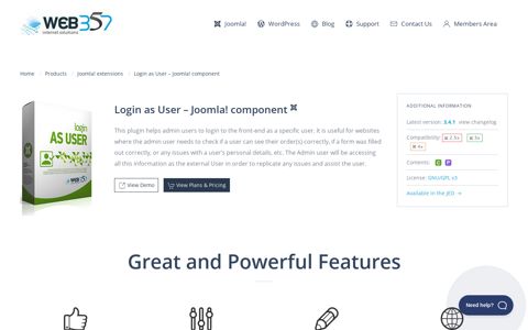 Login as User - Joomla! component - Web357