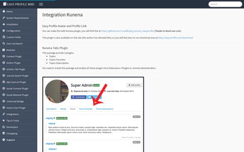 Easy Profile | Integration Kunena - Easy Profile Documentation