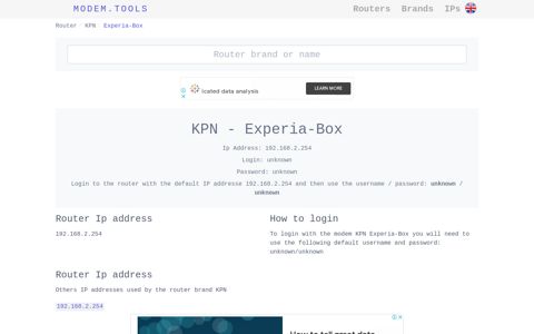 KPN Experia-Box Default Router Login and Password