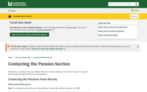 Contacting the Pension Section | Leicestershire County Council