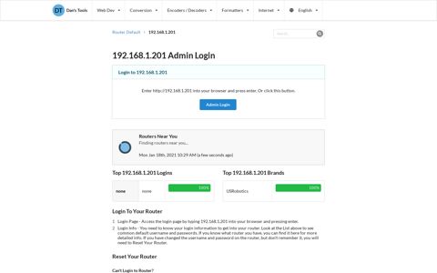 192.168.1.201 Admin Login - Clean CSS